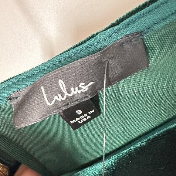 LULUS Candlelit Date Forest Green Velvet One-Shoulder Bodycon Dress Womens S NWT - Picture 8 of 12